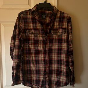 Faded Glory Black and Red Casual Button Down Shirt